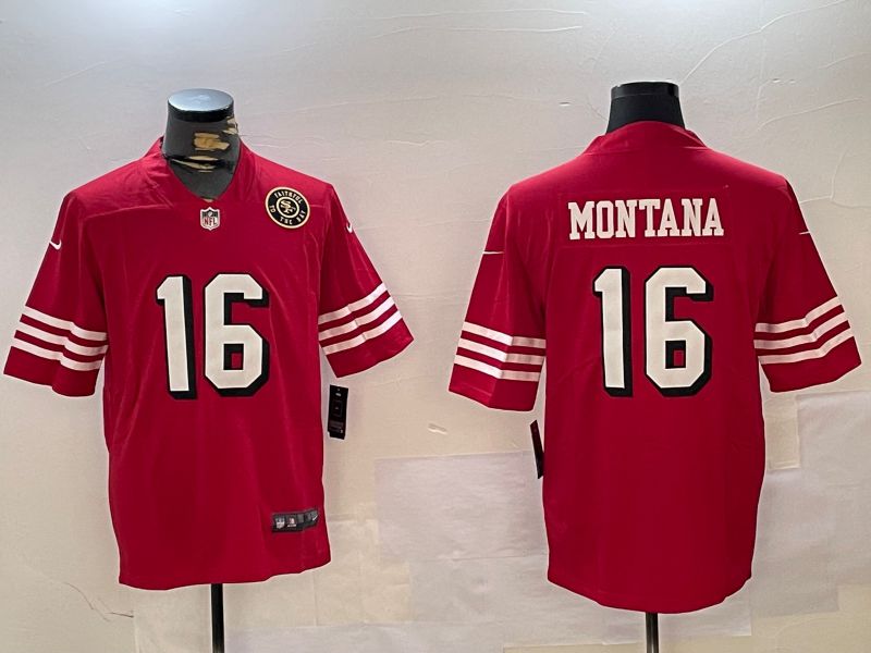 Men San Francisco 49ers #16 Montana Red Second generations 2024 Nike Limited NFL Jersey style 2->san francisco 49ers->NFL Jersey